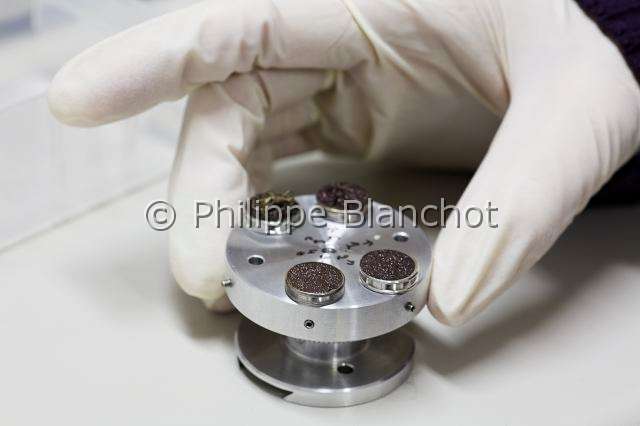 Collection-araignees_8326.JPG - France, Paris (75), Muséum national d'Histoire naturelle, Introduction des échantillons métallisés d'une araignée dans la chambre du microscope électronique à balayage (MEB), SEM chamber (Scanning Electron Microscopy)